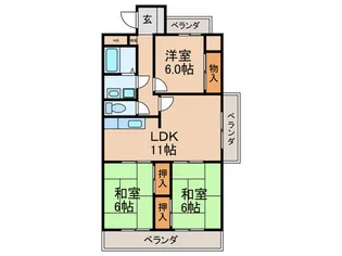 本多ハイツ長門石【5階】の間取り