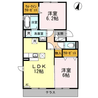 グランレーヴD【1階】の間取り