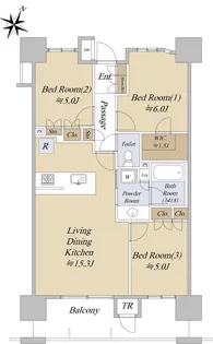 パークホームズ六本松フォレストクロス【7階】の間取り