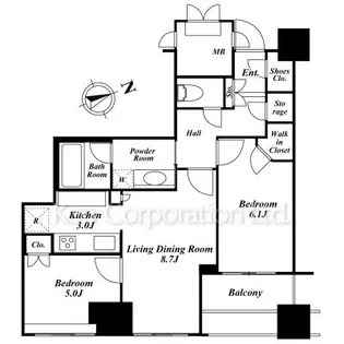 ウエストパークタワー池袋【5階】の間取り