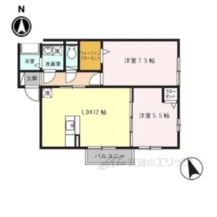 グリーンヴィレッジあいD棟【2階】の間取り
