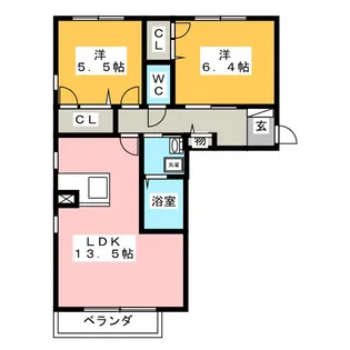 メゾンドールB棟【1階】の間取り