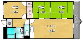 ソシアハイツOKUDA【4階】の間取り