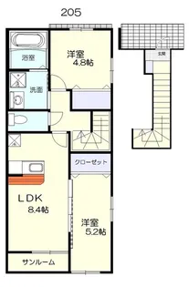 サニーポムB棟【2階】の間取り