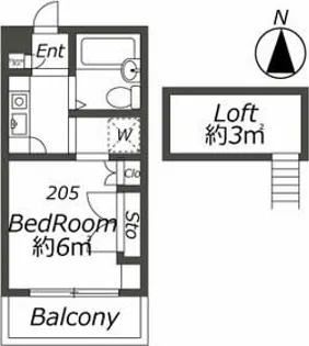 AP1588 シャンブルK【2階】の間取り