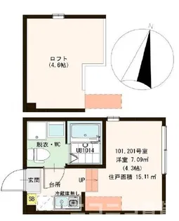 ハーモニーテラス中川【2階】の間取り