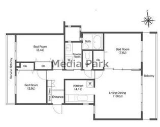 神奈川県川崎市宮前区鷺沼3【マンション】の間取り