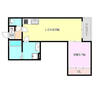 ハーモニーテラスRen相川【1階】の間取り