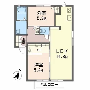 2LDKの間取り画像