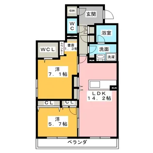 アートグレイス元城【1階】の間取り