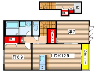 モンタ-ニュB【2階】の間取り