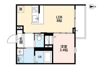 rh Nishiomiya(アールエイチ ニシオオミヤ)【3階】の間取り