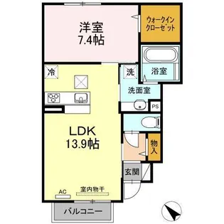 リヴェールパレス【1階】の間取り