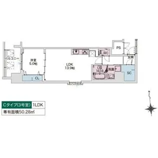 DRAW上本町【14階】の間取り