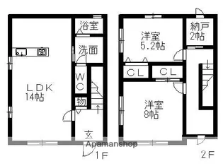 ハーブヴィレッジA・B・C棟【1階】の間取り