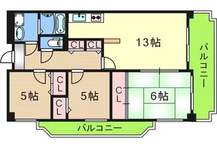 レジェロ住之江【2階】の間取り