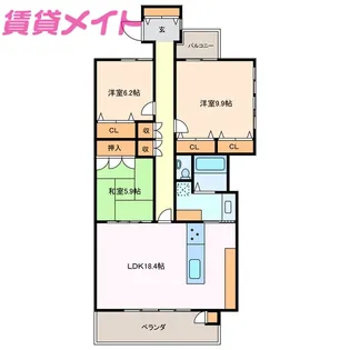バンベール白子【14階】の間取り