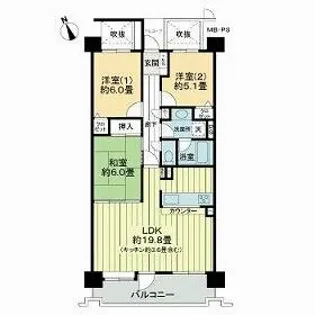 ライオンズガーデン泉中央【8階】の間取り