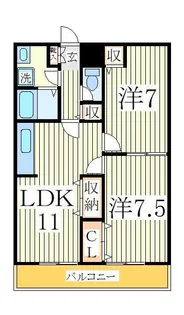スカイコート南流山【1階】の間取り
