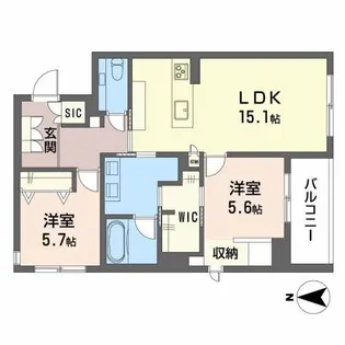 THE GARDEN 八幡【2階】の間取り