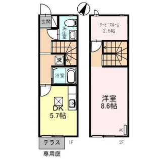 キューブ浅間台Aの間取り