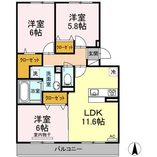 熊本県熊本市南区江越1【アパート】の間取り