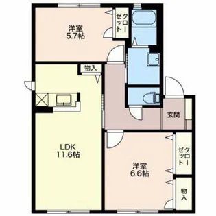 アプリコット下堀【1階】の間取り