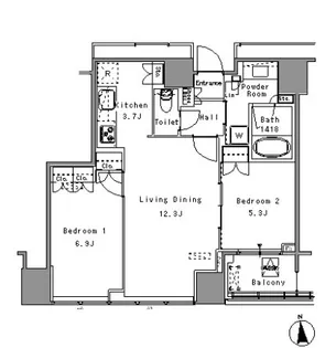 White Tower Hamamatsucho【18階】の間取り