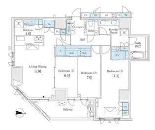 ザ パークハウス恵比寿南【4階】の間取り