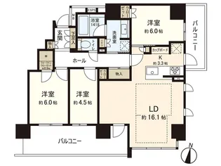 パークホームズ仙台大町 ザ レジデンス【6階】の間取り