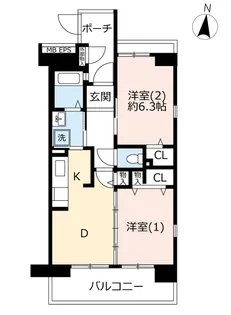 URコンフォール上野台【2階】の間取り