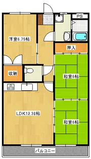 パシフィックハイツミスミ【1階】の間取り