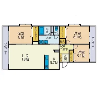 小田急コアロード海老名第1【5階】の間取り