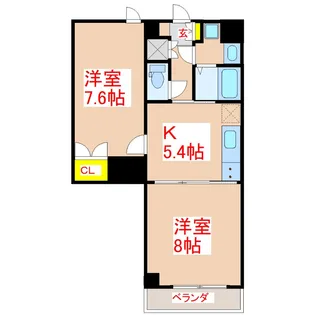 エクセラントメゾン与次郎【9階】の間取り