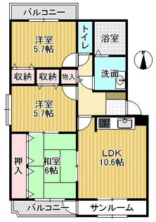 やかたマンション貳番館【3階】の間取り