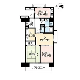 URコンフォール霞ヶ丘【10階】の間取り