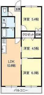 所沢コーポラスG棟【2階】の間取り