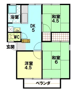 西グリーンハイツ A棟【2階】の間取り