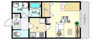 コスモガーデン上甲東園【1階】の間取り