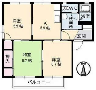 グランカーサ安岡 I棟【1階】の間取り