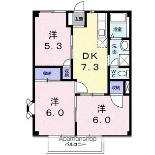 ハイツ林2【1階】の間取り