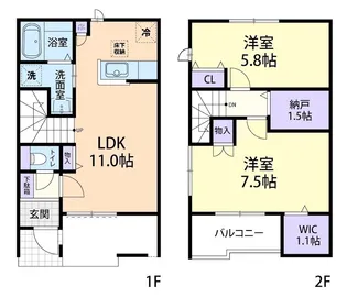 栃木県佐野市山越町【一戸建】の間取り