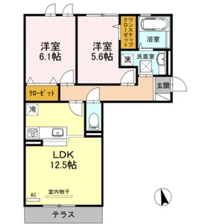 ルシエル メイキラB棟【1階】の間取り