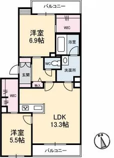 シャーメゾンフロントゲート【2階】の間取り