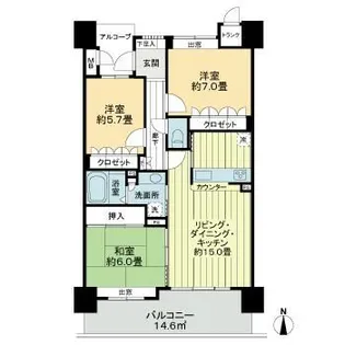サーパス中町【9階】の間取り