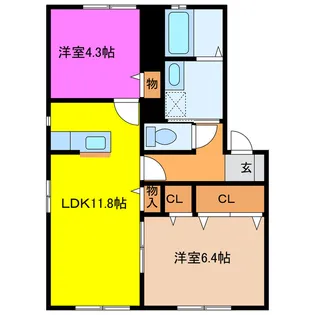 ディアスクレール【1階】の間取り