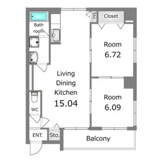 クイーンズリッチ東宿郷【6階】の間取り
