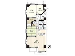 ライオンズマンション星陵【4階】の間取り