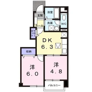 シャン・ド・ポワール A【1階】の間取り