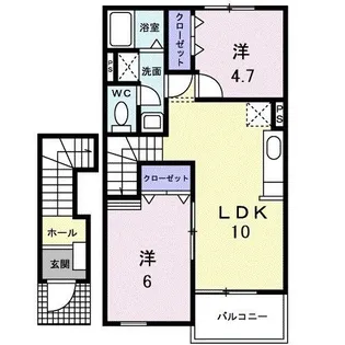 カーサセレーノB【2階】の間取り